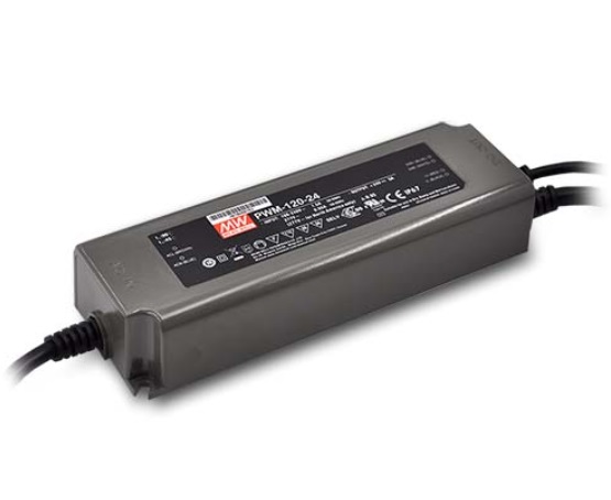 Mean Well PWM-120-24DA2 LED voeding 24V DC 120W IP67 met gestripte draden voor in- en uitgang Dali 2 dimbaar