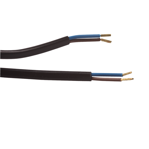 Aansluitsnoer VMvS H03VVH2-F 2x0,75mm2 plat (ovaal) 0,5m striplengte 50mm met 2 x adereindhuls zwart afname per 100 stuks