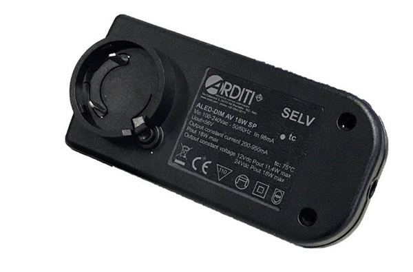 Arditi 040645 ALED-DIM AV 18 SP BL Casambi LED driver 200-950mA 12V + 24V DC stekkermodel dimbaar met Casambi
