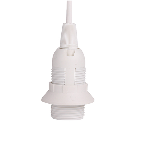 FL VMvS H03VV-F 2x0,75 rond wit met E14 lamphouder en schroefring met gestripte uiteinden lengte 2,0m