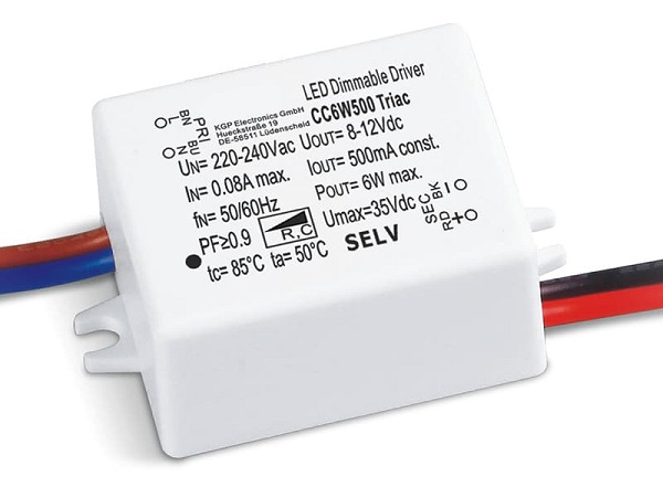Nexivo 161080 CC6W500 Triac LEDdriver 500mA 4-6,5W dimbaar met bedrading