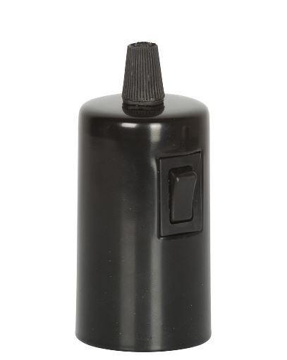 FL lamphouder E27 M10x1 met wipschakelaar maximaal 60W glad zwart met metalen huls