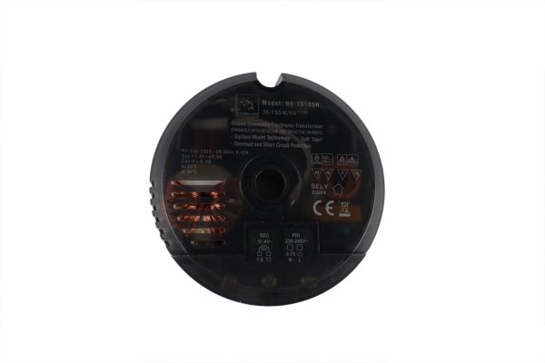 Global Lux elektronische halogeen transformator 12V 35-105W rond 85x25mm met gat 11mm
