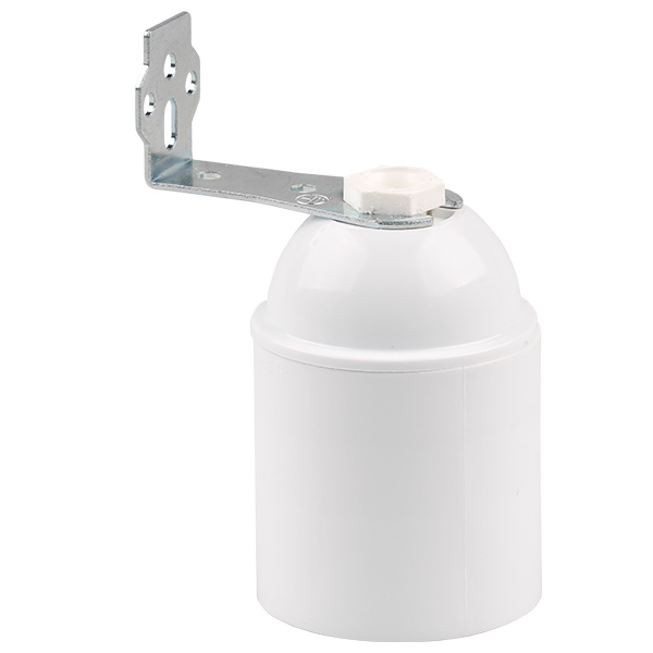 Arditi lamphouder E27 TPL thermoplast gelakt (bakeliet uitstraling) glad met beugel haaks wit