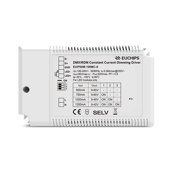 EUCHIPS EUP50M-1WMC LEDdriver 500-1200mA 50W DMX