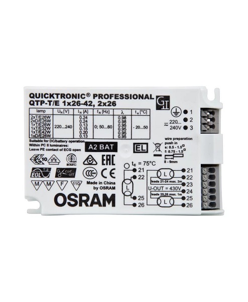 Osram Quicktronic Professional QTP-T/E 1x26-42, 2x26 elektronisch voorschakelapparaat (VSA)