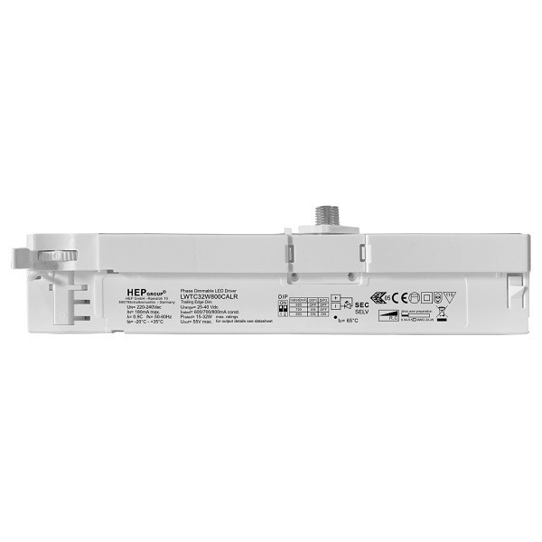 HEP LWTC32W800CALR 3f railadaptor met ingebouwde LED driver 600-800mA 32W dimbaar wit