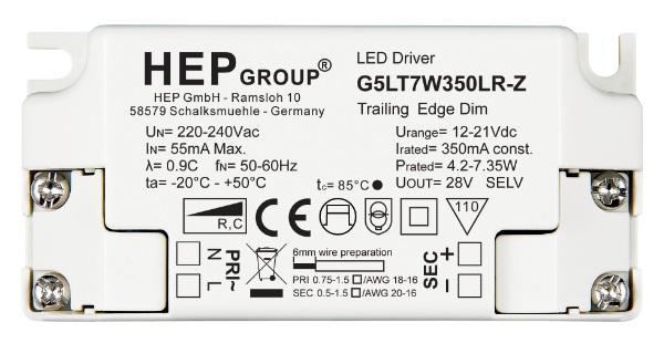 HEP G5LT7W700LR-Z 700mA 4,2-7W LEDdriver dimbaar opbouw met trekontlasting