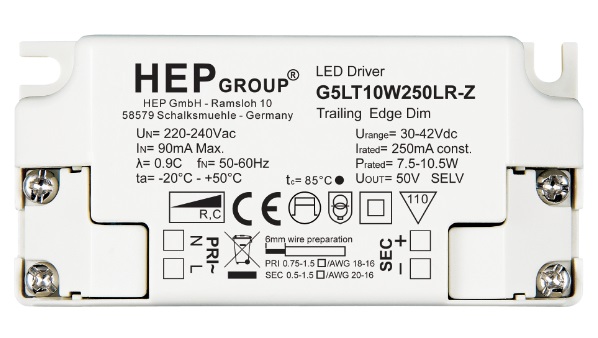HEP G5LT10W700LR-Z 700mA 6-9W LEDdriver dimbaar opbouw met trekontlasting