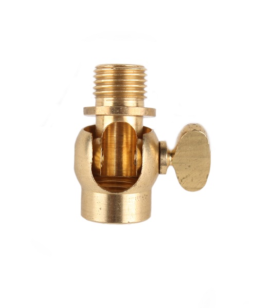 FL kniegewricht M10x1 bi/bu 19mm kogel 90° kant vleugelschroef messing