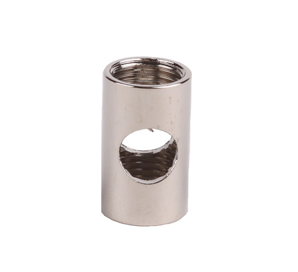 Mof M10x1 binnen/binnen 12x20mm 2 x gat messing vernikkeld