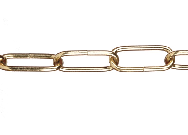 Ketting schakeldikte 4,85mm 55x22mm (lxb) ijzer vermessingd /10m