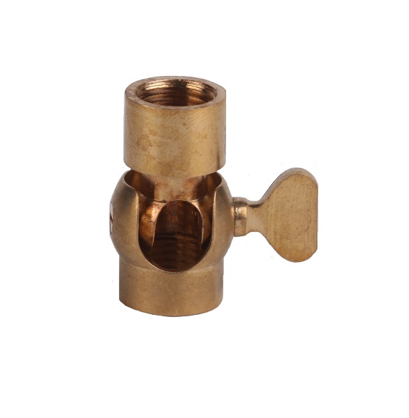 FL kniegewricht M10x1 bi/bi 16mm kogel 90° kant vleugelschroef messing