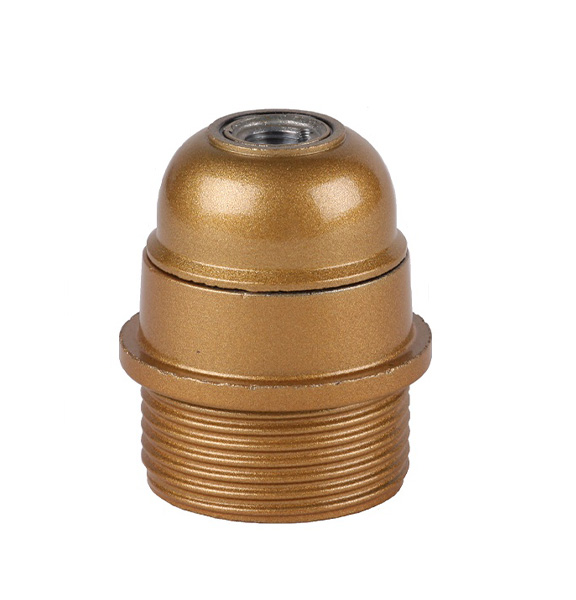 Lamphouder E27 M10x1 bakeliet flens halfhoog met buitendraad goud