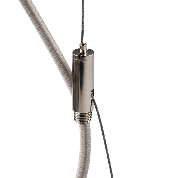 FL verlengbus M10x1 (in- en uitwendig) met draadinvoer en zij-uitvoer voor staaldraad vernikkeld