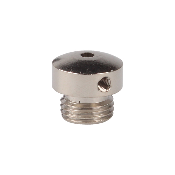 FL schroefkap M10x1 uitwendige schroefdraad met gat 2,6mm nikkel