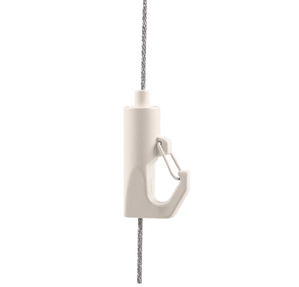 Firstlight Drahtseilhalter weiß mit Karabinerhaken Seil Ø 0,8-1,5mm