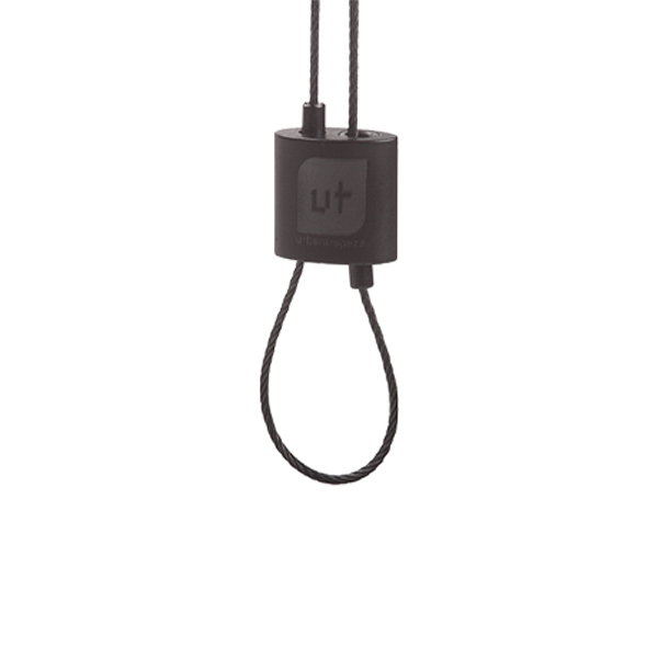 FL Urban Trapeze Drahtseilhalter schwarz Ø 2,5mm schwarzer Aufdruck