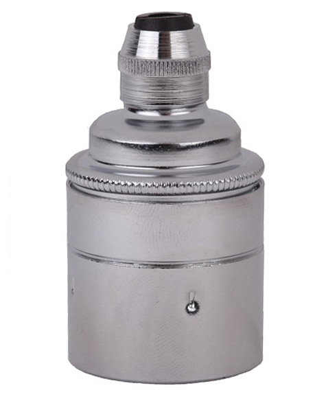 S. Lilley & Son 7600EC lamphouder E27 met vaste trekontlasting en aarde glad chroom