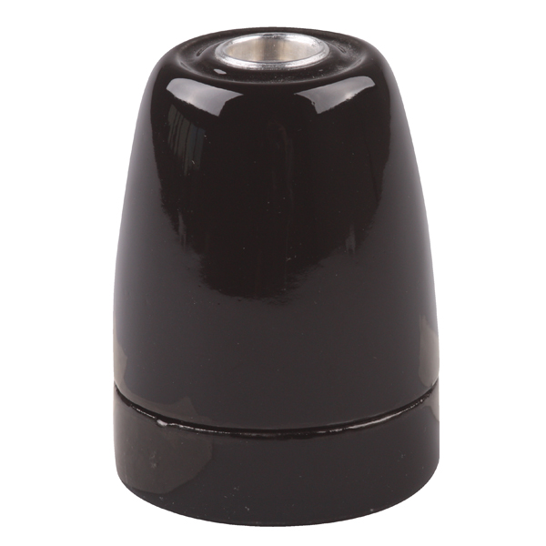 Lamphouder E27 M10x1 porselein zwart

