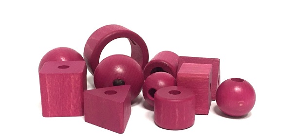 Kralenset voor stofkabel 11 delig hout fuchsia