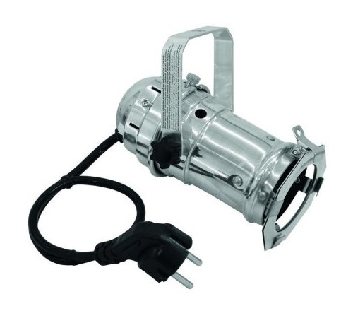 Eurolite PAR16 spot chroom GU10 50W 230V snoer 30 cm + stekker met filterframe