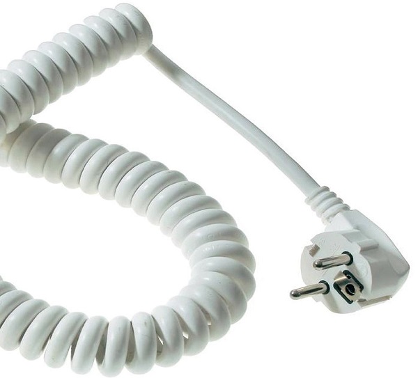 HK krulsnoer haakse stekker 3x1mm2 0,7 tot 2,5m wit