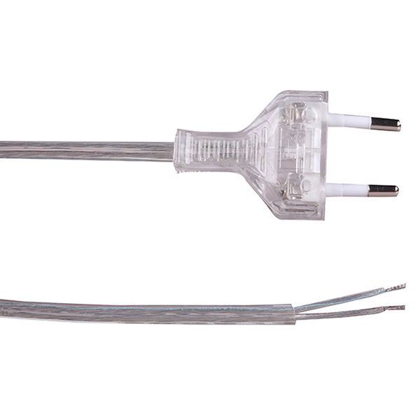 Lumiparts eurosnoer aangegoten stekker 2x0,75mm2 2,0m transparant