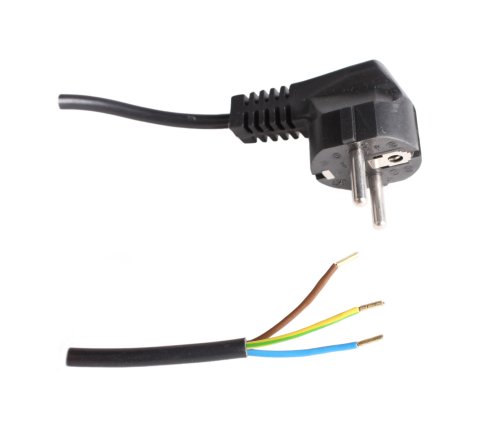 HK aansluitsnoer haakse stekker 3x1,5mm2 H05Z1Z1-F halogeenvrij 3,0m zwart