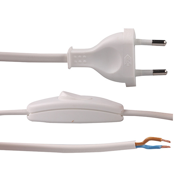 Arditi eurosnoer met snoerschakelaar 2x0,75mm2 1,5m wit