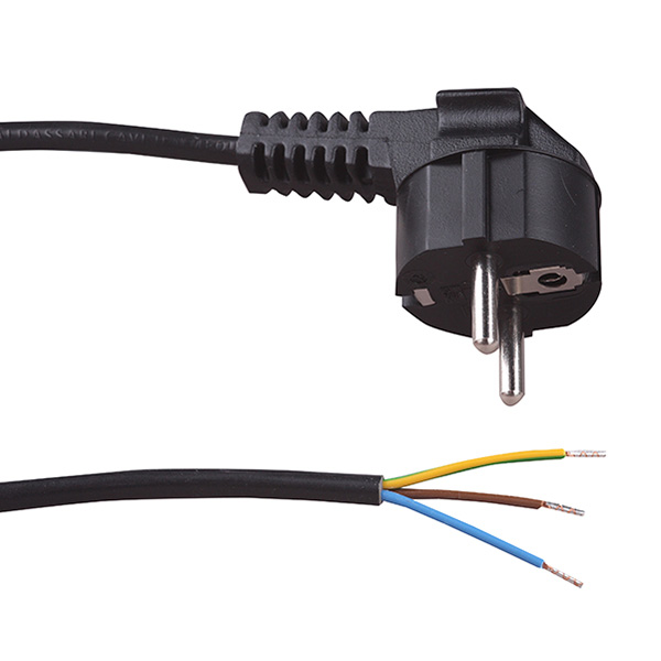 Satiplugs aansluitsnoer aangegoten haakse stekker 3x0,75mm2 5,0m zwart