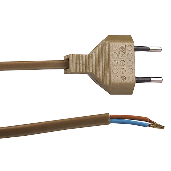 FL eurosnoer aangegoten stekker 2x0,75mm2 2,0m goud