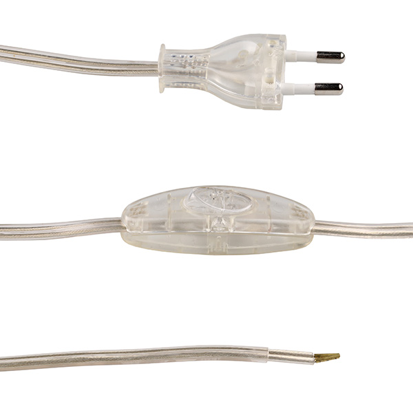 Arditi eurosnoer met snoerschakelaar 2x0,75mm2 2,0m transparant