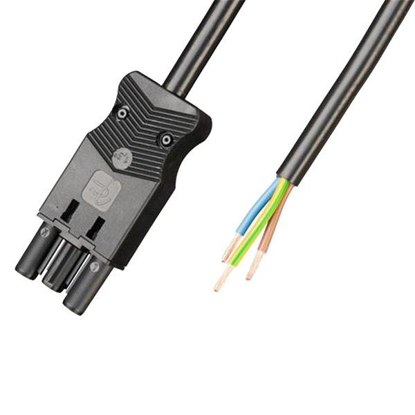 Adels Contact AC 166G aansluitsnoer met platte 3 polige stekker female 2,0m 3x1,5mm2 Eca zwart