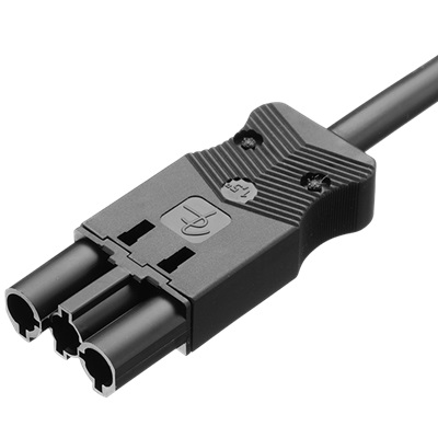 Adels Contact AC 166G aansluitsnoer met platte 3 polige stekker male 2,0m 2x0,75mm2 Eca zwart