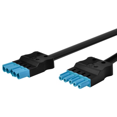 Adels Contact AC166 VLCG/515 100 DALI koppelsnoer met platte 5 polige stekkers 1,0m 5x1,5mm2 zwart Eca met pastelkleurige connectoren