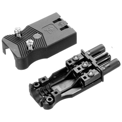 Adels 3 polige platte stekker 2,5mm2 schroefuitvoering zwart plat female