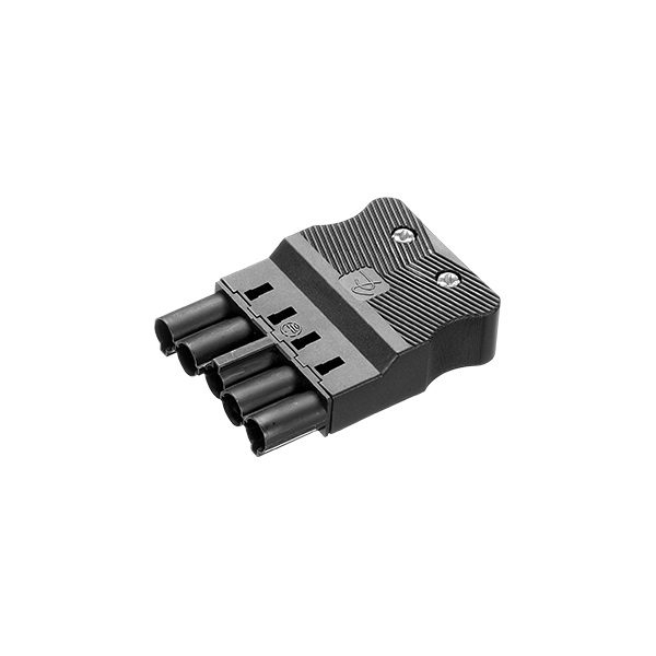 Adels 5 polige platte stekker 1,5mm2 schroefuitvoering zwart plat male
