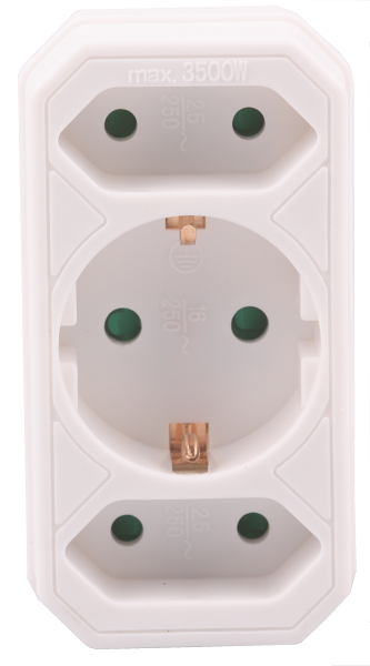 Euro verdeelstekker 2 euro + 1 RA wit