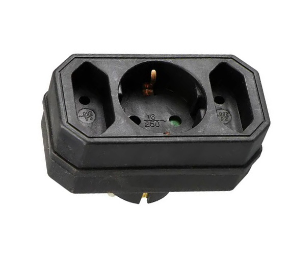 Euro verdeelstekker 2 euro + 1 RA zwart