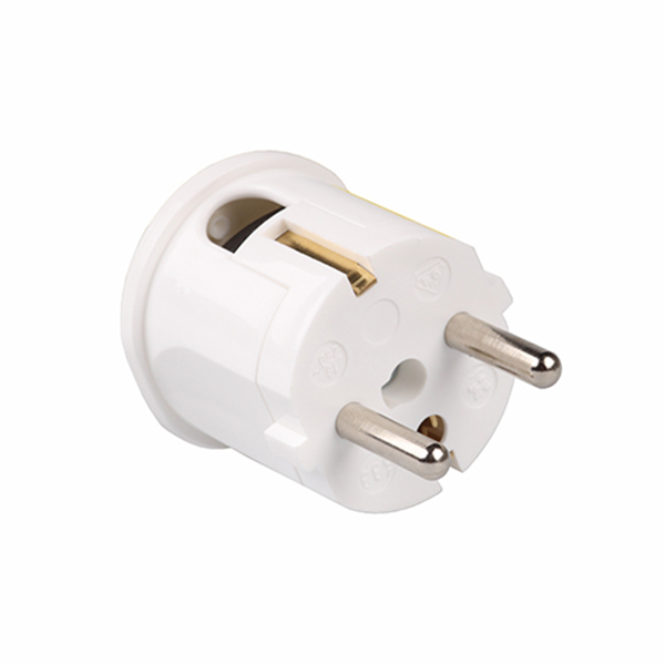 Kaiser stekker met zij invoer haaks thermoplast PEN en randaarde zuiverwit