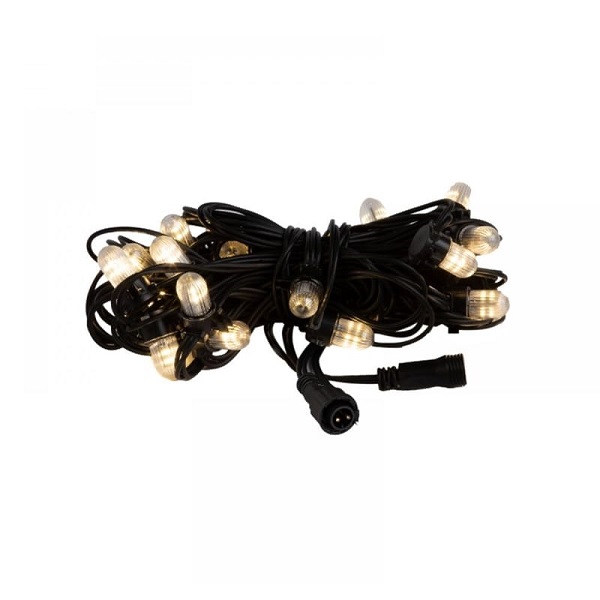 Tronix 024-079 lichtsnoer 10m 230V met LEDlampen 2400K zwarte ronde kabel IP65