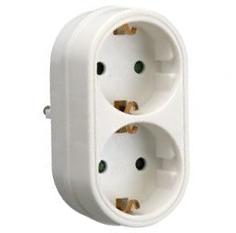 Verdeelstekker 2 voudig met randaarde