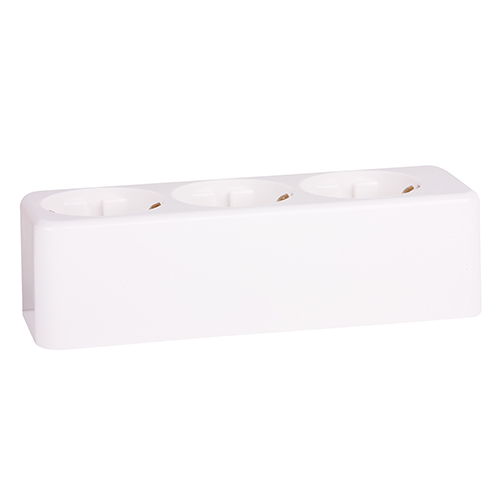 Kaiser tafeldoos 3 voudig duroplast met randaarde zuiverwit zonder snoer (bakeliet look)