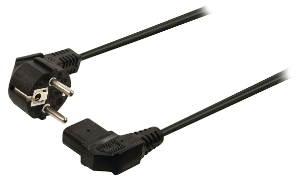 Apparaatsnoer 3x0,75mm met haakse stekker 10A IEC-320-C13  2m zwart