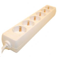 Tafeldoos 6V+RA wit + 3,0m snoer 3x1,5mm2 langwerpig