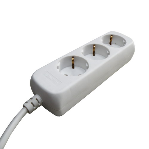 Tafeldoos 3 voudig randaarde wit + 5,0m snoer 3x1,5mm2
