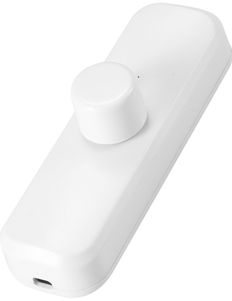 SPL snoerdimmer met draaiknop 0-25W voor dimbare LED's, 10-50W gloeilampen, 230V halogeenlampen en 12V halogeenlampen met elektronische trafo mat wit