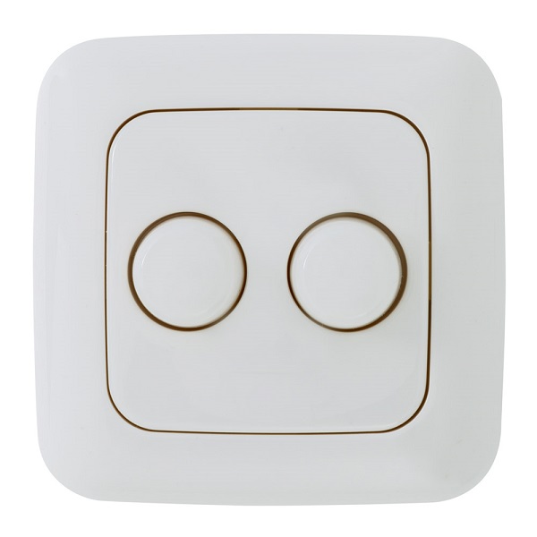 EcoDim ED-10003 inzetplaat en raamwerk met dimmerknoppen voor Duodimmer voor Busch-Jaeger Reflex SI RAL9010 (zuiver wit)