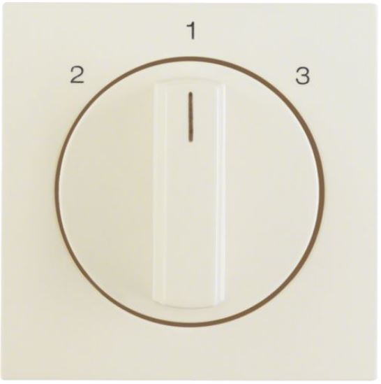 Berker S.1, B.1, B.3, B.7, glas inzetplaat 3 standen zonder 0 stand met draaiknop cremewit RAL1013 glanzend